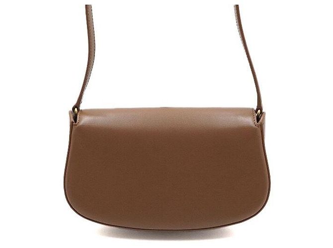 Saint Laurent Borsa a tracolla mezza luna Mini Voltaire in vitello Dark Cocoa - vista 5