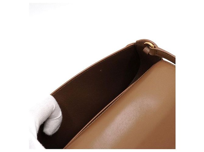 Saint Laurent Borsa a tracolla mezza luna Mini Voltaire in vitello Dark Cocoa - vista 7