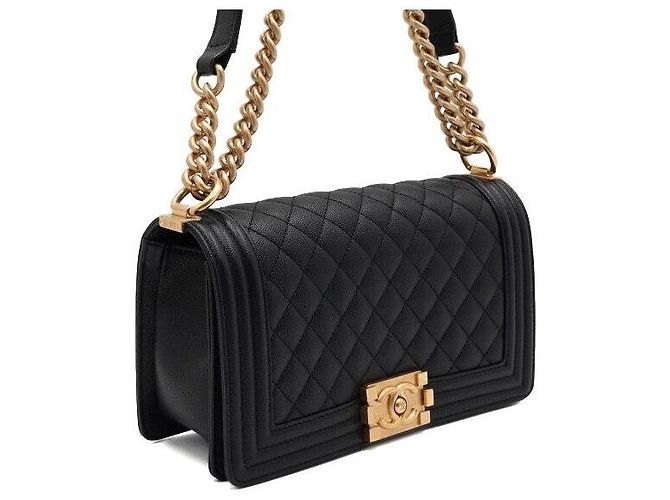Chanel Borsa a tracolla con patta Medium con catena dorata Nero - vista 4