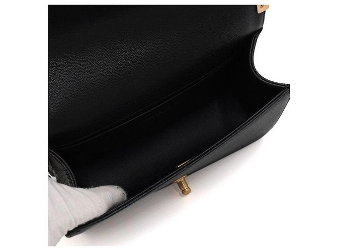 Chanel Borsa a tracolla con patta Medium con catena dorata Nero - vista 6