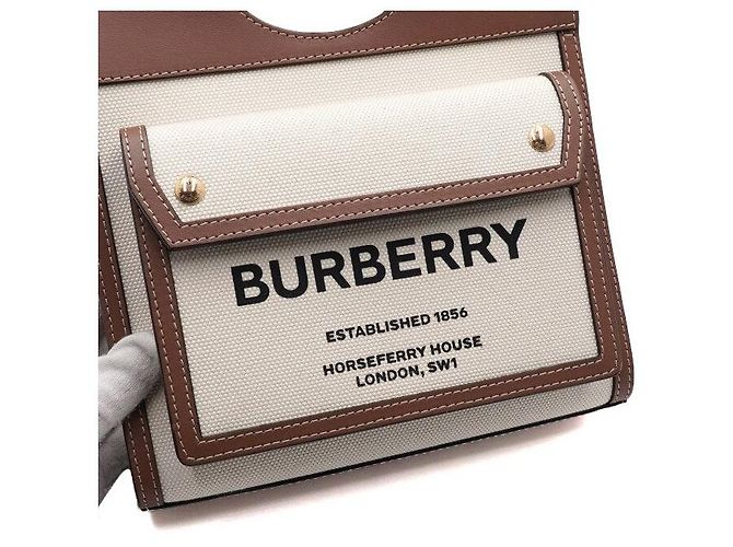 Burberry Mini borsa tote e crossbody in tela con tasca Multicolore - vista 8