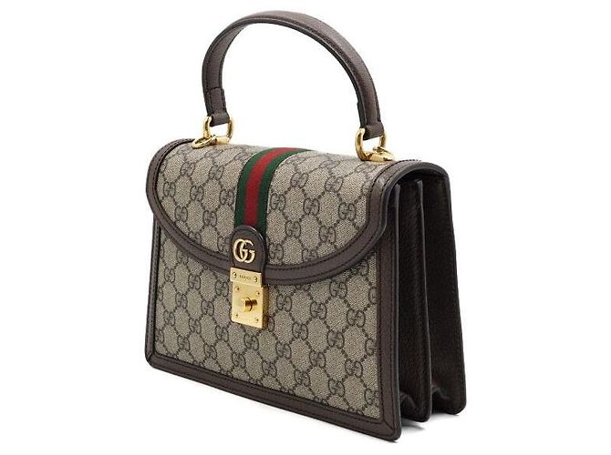 Gucci Borsa Ophidia GG Supreme Small Top Handle Marrone - vista 2