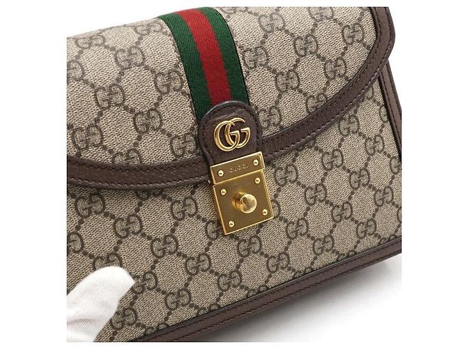 Gucci Borsa Ophidia GG Supreme Small Top Handle Marrone - vista 8