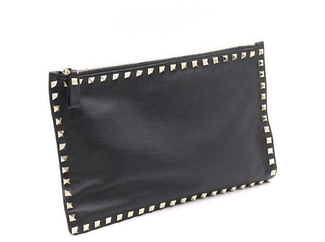 Valentino Bolsa de mão Rockstud para mulher em couro preto - vista 3