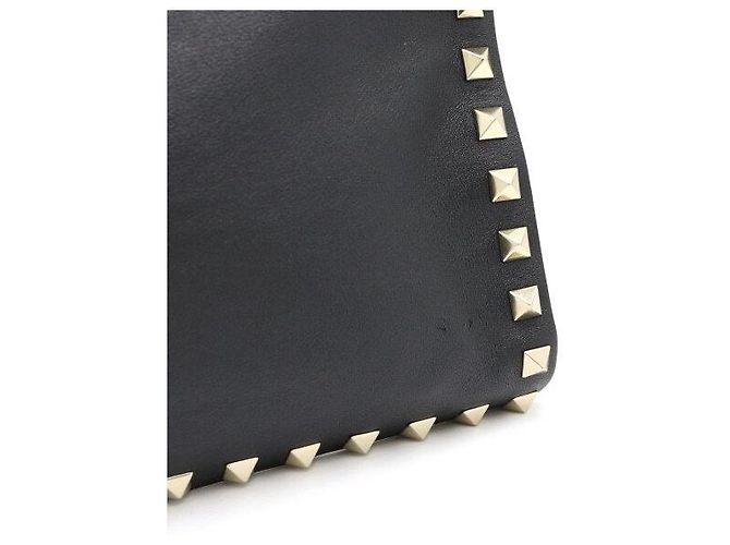 Valentino Bolsa de mão Rockstud para mulher em couro preto - vista 4
