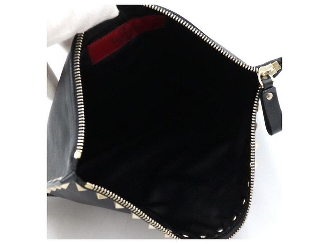 Valentino Bolsa de mão Rockstud para mulher em couro preto - vista 6