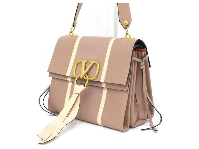 Valentino Borsa a tracolla Garavani VLogo con catena dorata, Beige Medium Marrone - vista 2