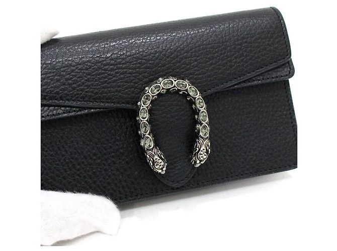 Gucci Borsa a tracolla e spalla Dionysus GG Super Mini in pelle nera e canvas con catena - vista 10