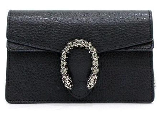 Gucci Borsa a tracolla e spalla Dionysus GG Super Mini in pelle nera e canvas con catena - vista 2