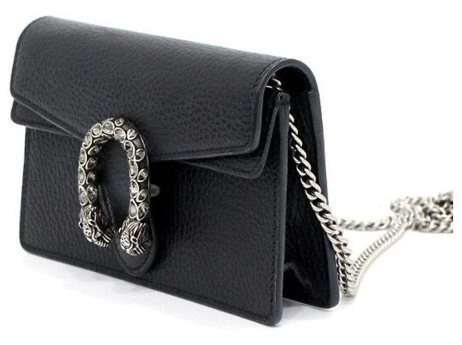 Gucci Borsa a tracolla e spalla Dionysus GG Super Mini in pelle nera e canvas con catena - vista 3