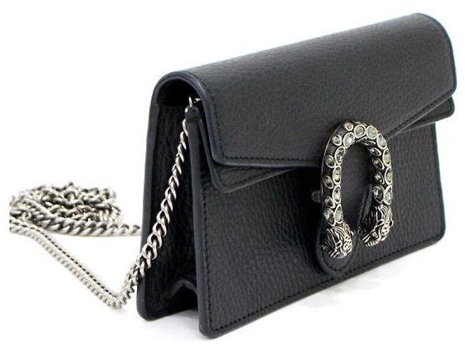 Gucci Borsa a tracolla e spalla Dionysus GG Super Mini in pelle nera e canvas con catena - vista 4