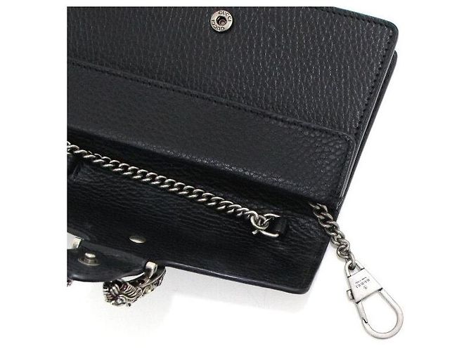 Gucci Borsa a tracolla e spalla Dionysus GG Super Mini in pelle nera e canvas con catena - vista 9
