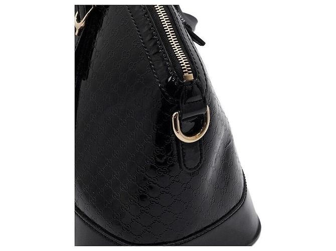 Gucci Borsa Tote e Borsa a Tracolla in Pelle Verniciata Nera Lucida Nero - vista 10