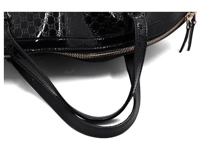 Gucci Borsa Tote e Borsa a Tracolla in Pelle Verniciata Nera Lucida Nero - vista 11