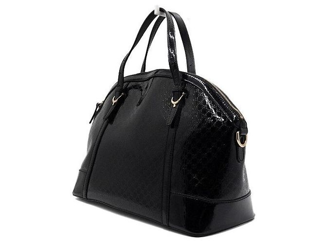 Gucci Borsa Tote e Borsa a Tracolla in Pelle Verniciata Nera Lucida Nero - vista 2