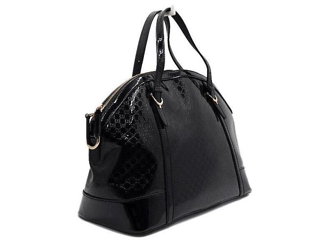 Gucci Borsa Tote e Borsa a Tracolla in Pelle Verniciata Nera Lucida Nero - vista 3
