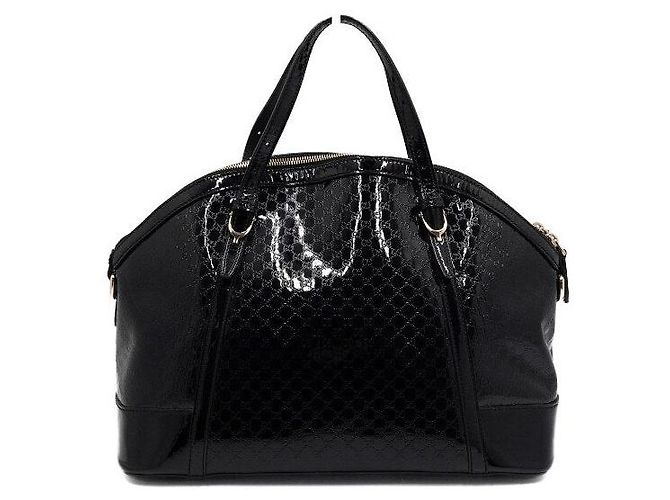 Gucci Borsa Tote e Borsa a Tracolla in Pelle Verniciata Nera Lucida Nero - vista 4