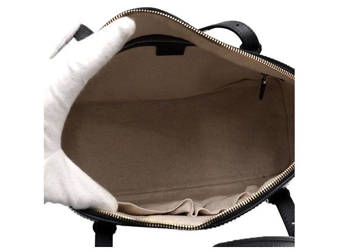 Gucci Borsa Tote e Borsa a Tracolla in Pelle Verniciata Nera Lucida Nero - vista 5