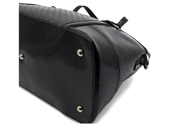 Gucci Borsa Tote e Borsa a Tracolla in Pelle Verniciata Nera Lucida Nero - vista 8