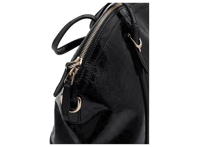 Gucci Borsa Tote e Borsa a Tracolla in Pelle Verniciata Nera Lucida Nero - vista 9