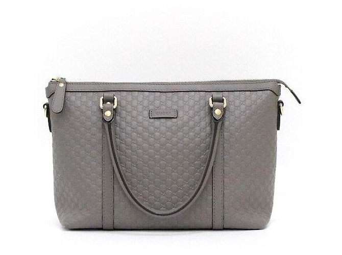 Gucci Borsa tote e a tracolla in pelle Micro GG Grigia Marrone - vista 2