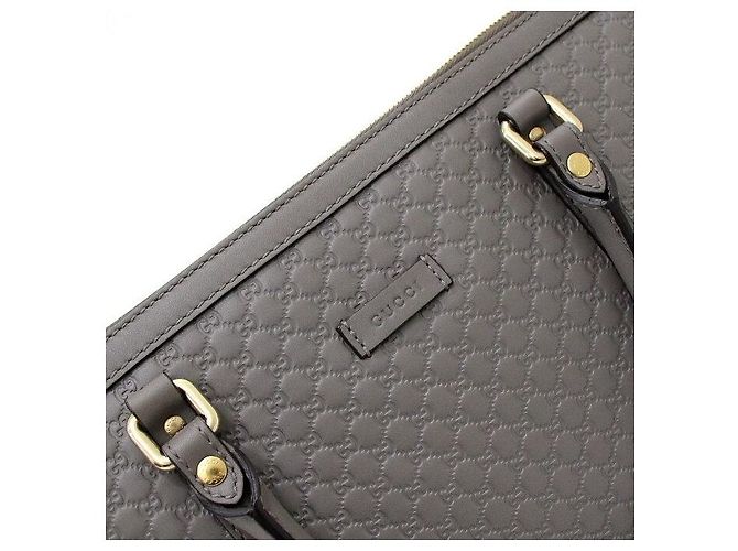 Gucci Borsa tote e a tracolla in pelle Micro GG Grigia Marrone - vista 8