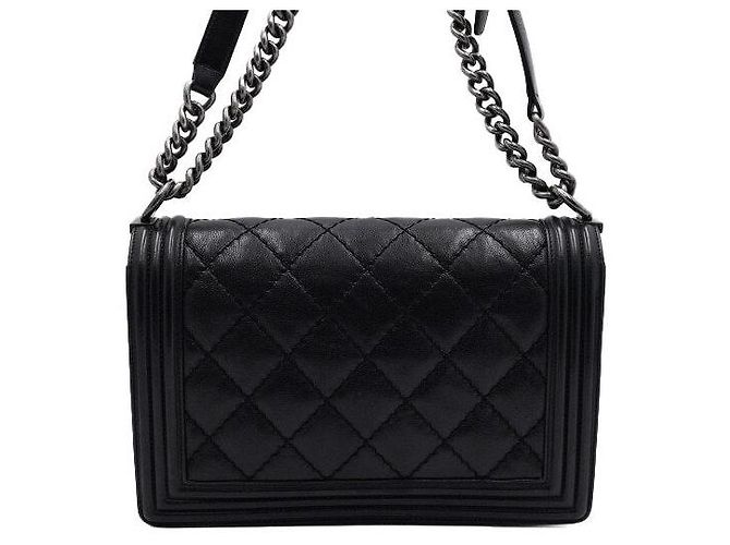 Chanel Borsa a tracolla Boy Large Flap in pelle caviale matelassé nera Nero - vista 4