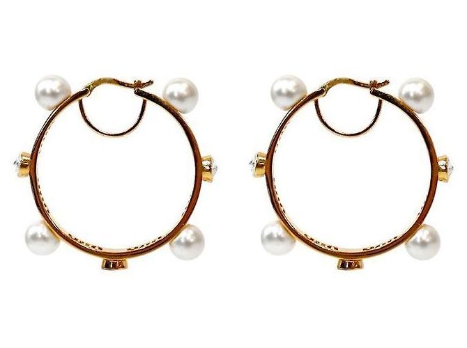 Miu Miu Orecchini a cerchio decorati con perle D'oro - vista 2
