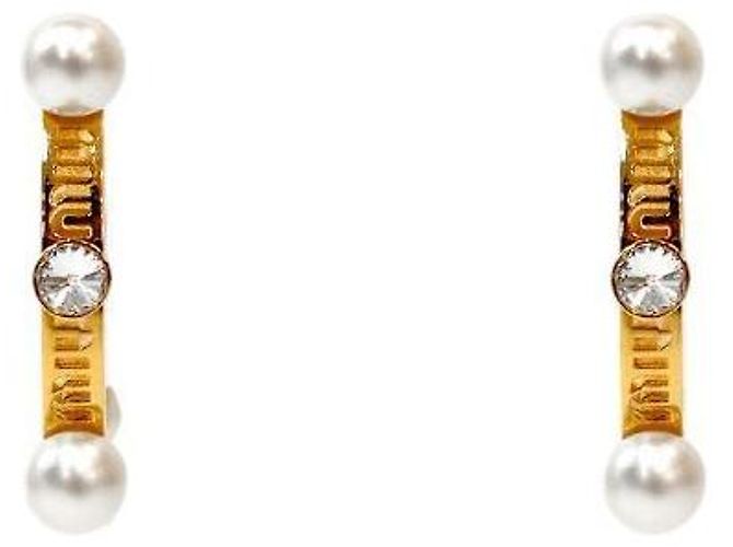 Miu Miu Orecchini a cerchio decorati con perle D'oro - vista 3