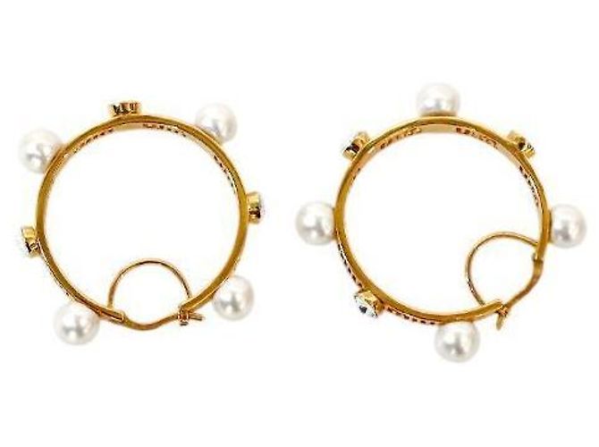 Miu Miu Orecchini a cerchio decorati con perle D'oro - vista 5