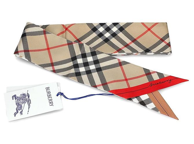 Burberry Skinny Seidenschal mit Karomuster Mehrfarben - Ansicht 12