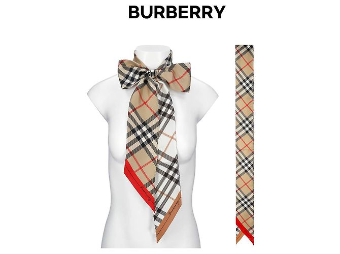 Burberry Skinny Seidenschal mit Karomuster Mehrfarben - Ansicht 5