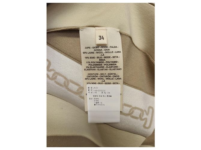 Hermès Falda plisada de punto con estampado de motivo Chandal Chenetangcle Castaño - vista 5