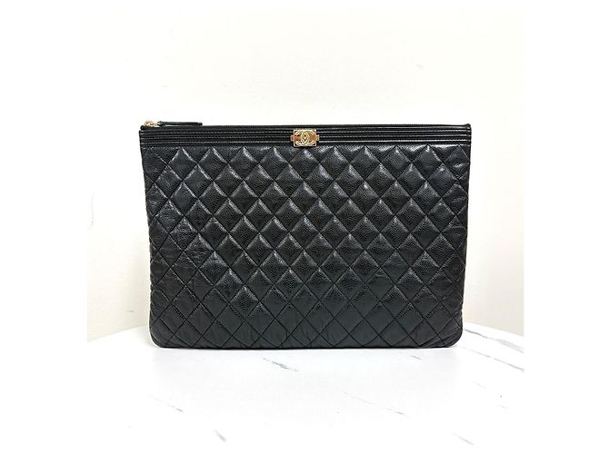Chanel Clutch Caviar Boy Large Black Nero - vista 4
