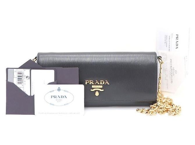 Prada Borsa Crossbody WOC Vitello Move Gold Chain Nero - vista 8