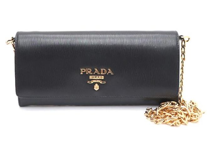 Prada Borsa Crossbody WOC Vitello Move Gold Chain Nero - vista 9