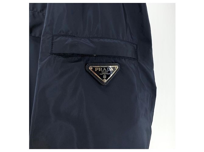 Prada Nylon Triangle Logo Men's Windbreaker Jacket Blue - view 14
