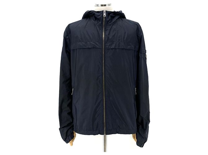 Prada Nylon Triangle Logo Men's Windbreaker Jacket Blue - view 2