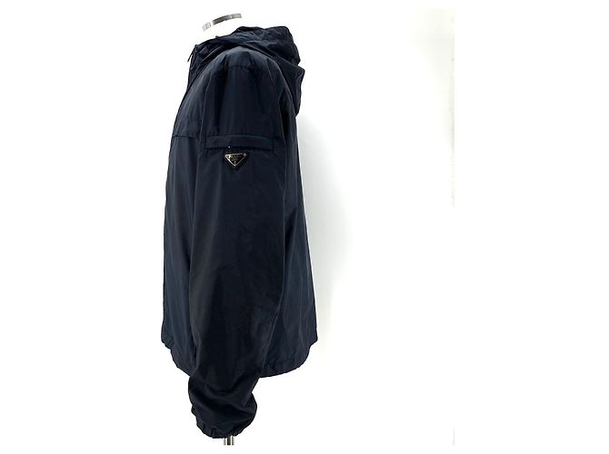 Prada Nylon Triangle Logo Men's Windbreaker Jacket Blue - view 4