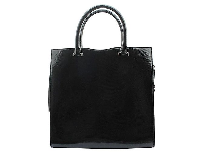 Saint Laurent Borsa tote e a tracolla in vernice con motivo lucertola nera Nero - vista 3