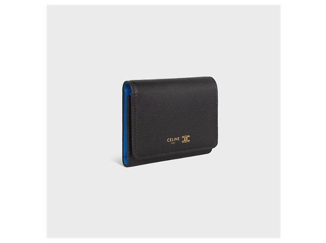 Céline Cartera de piel de becerro granulada suave Negro Azul Cartera pequeña para mujer - vista 4