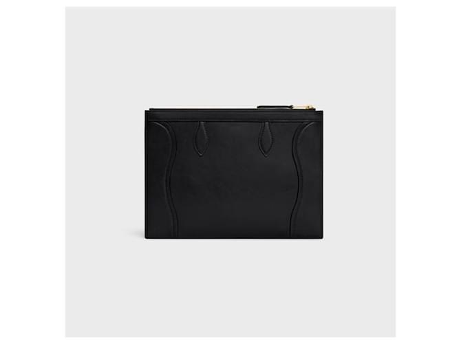 Céline Pouch Medium in vitello lucido nero - vista 4