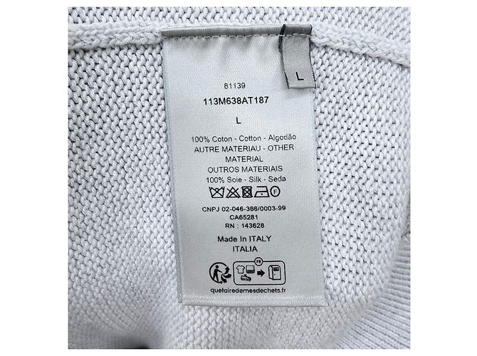 Dior Pull en maille avec inserts Oblique Blanc - vue 6
