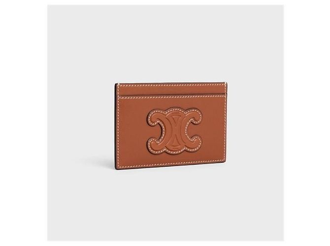 Céline Tarjetero de piel de cordero suave marrón Castaño - vista 3