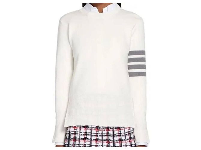 Thom Browne Stripe Milano Stitch Knit Weiß - Ansicht 5