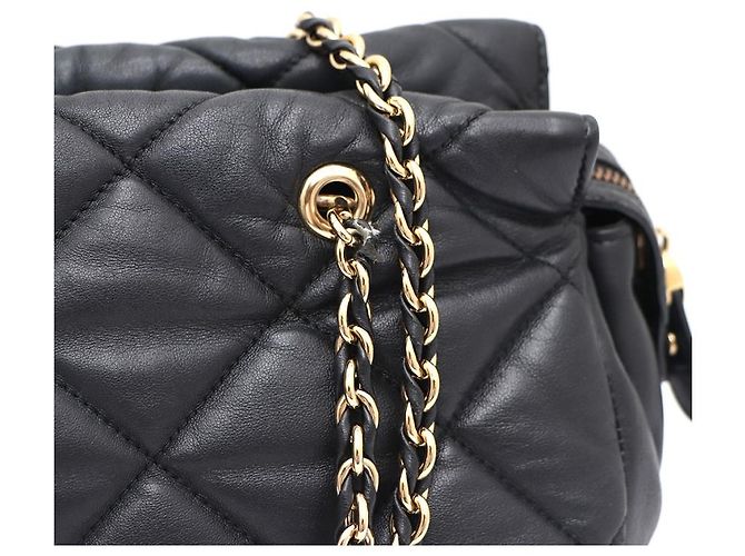 Salvatore Ferragamo Borsa a tracolla con catena dorata e logo Nero - vista 14