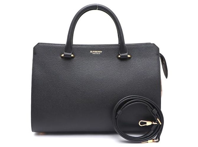 Burberry Borsa Tote e Borsa a Tracolla in tela Check Canvas Nero - vista 10