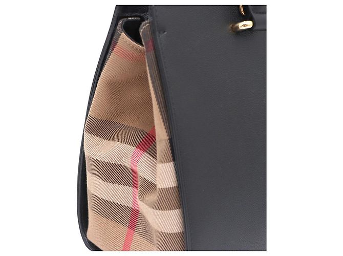 Burberry Borsa Tote e Borsa a Tracolla in tela Check Canvas Nero - vista 14