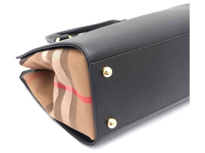 Burberry Borsa Tote e Borsa a Tracolla in tela Check Canvas Nero - vista 15