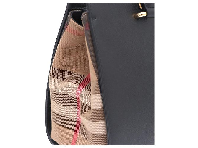 Burberry Borsa Tote e Borsa a Tracolla in tela Check Canvas Nero - vista 5